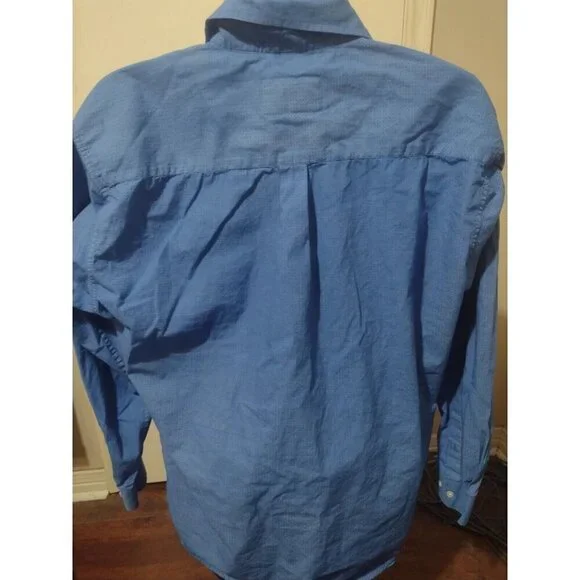 Rafter C Mens Button Down Shirt Blue All Over Print Golf Shirt Long Sleeve XL - Picture 8 of 14